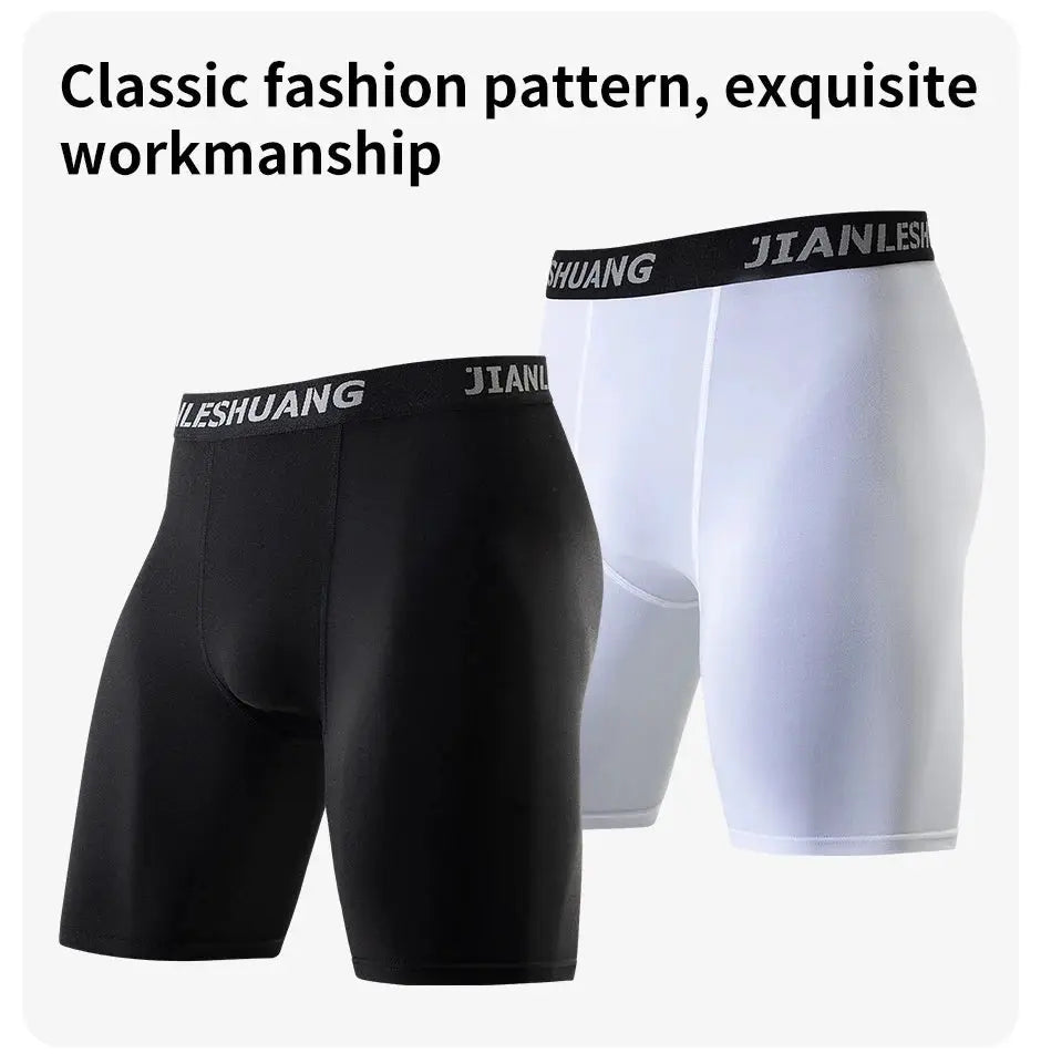 Simples Market men's sports long boxer shorts, 2-pack in black and white with elastic waistband