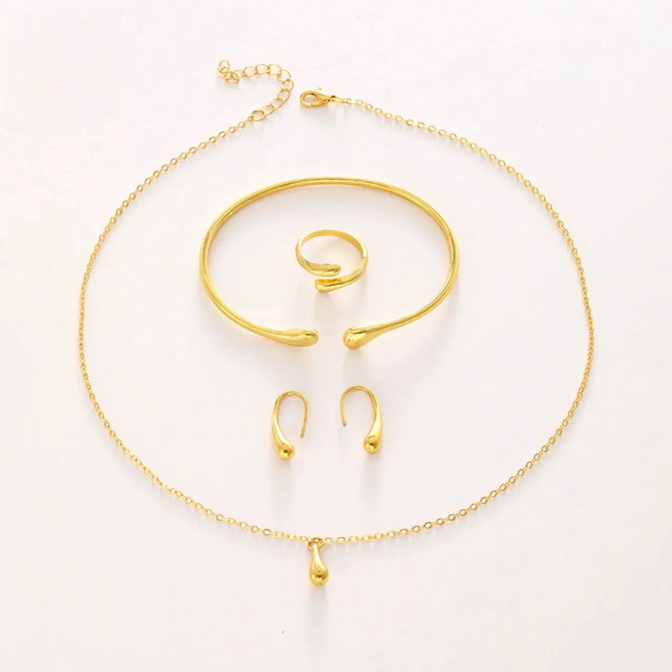 Fashion Teardrop Jewelry Set For Women Necklace Earrings Ring Bracelet Elegant Engagement Party Gift