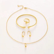 Fashion Teardrop Jewelry Set For Women Necklace Earrings Ring Bracelet Elegant Engagement Party Gift