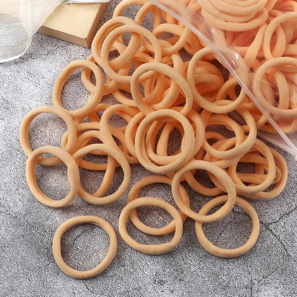NovaHair 50 Pcs Mixed Colors Hair Bands 4 Cm Elastic Hair Ties Ponytail Holders Gentle Hold For Everyday Ponytails