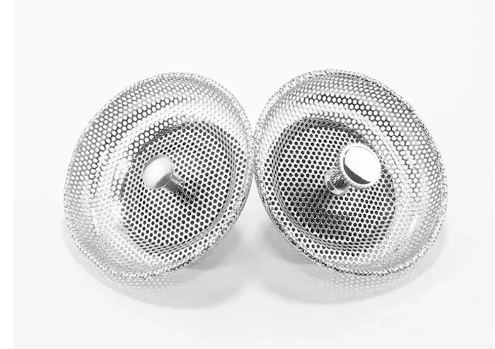 Stainless steel sink drain strainers set (2) with perforated mesh hair catcher