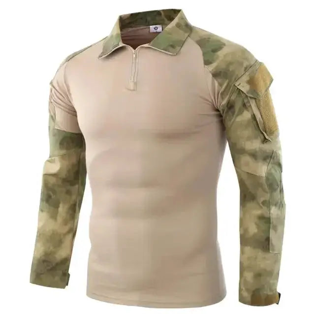 Mens Camouflage Long Sleeve Tactical Shirt For Outdoor Hiking Hunting And Climbing Army Military Style