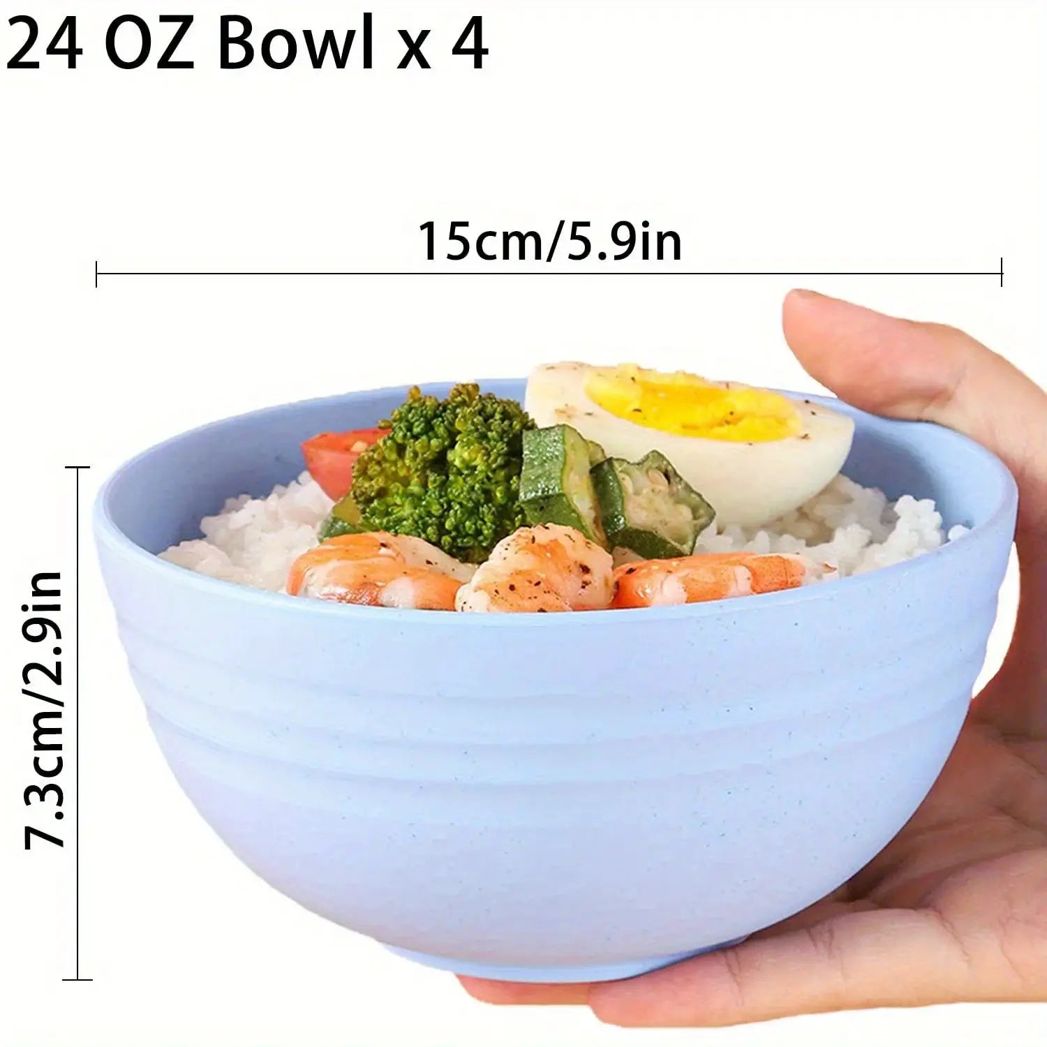 4 Piece Non Fragile Grain Bowl Set 24 Oz PP Plastic Bowls for Soup Rice Grains Microwave and Dishwasher Safe