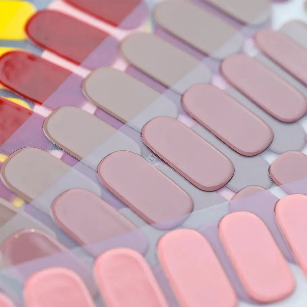 Simples Market semi-cured nail wraps in pink nude tones; full-cover gel decals on sheets, multiple sizes