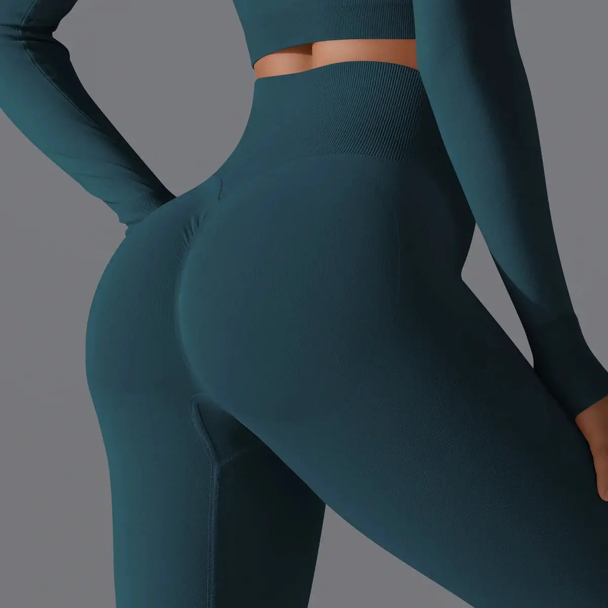 Women's seamless yoga leggings teal high waist tummy control scrunch butt lifting