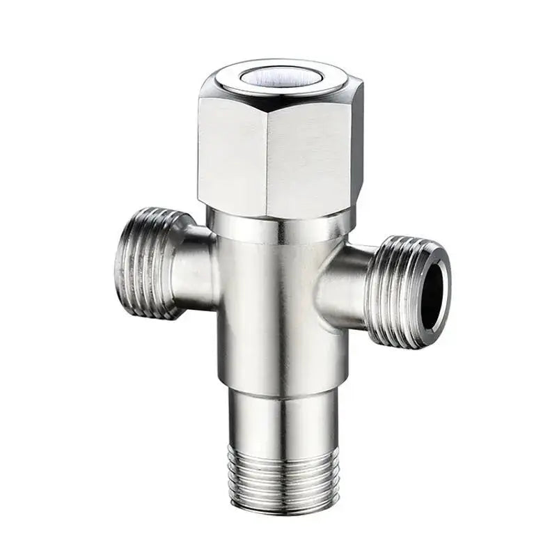 Stainless steel two-way angle valve with square control knob and G1/2 threaded ports