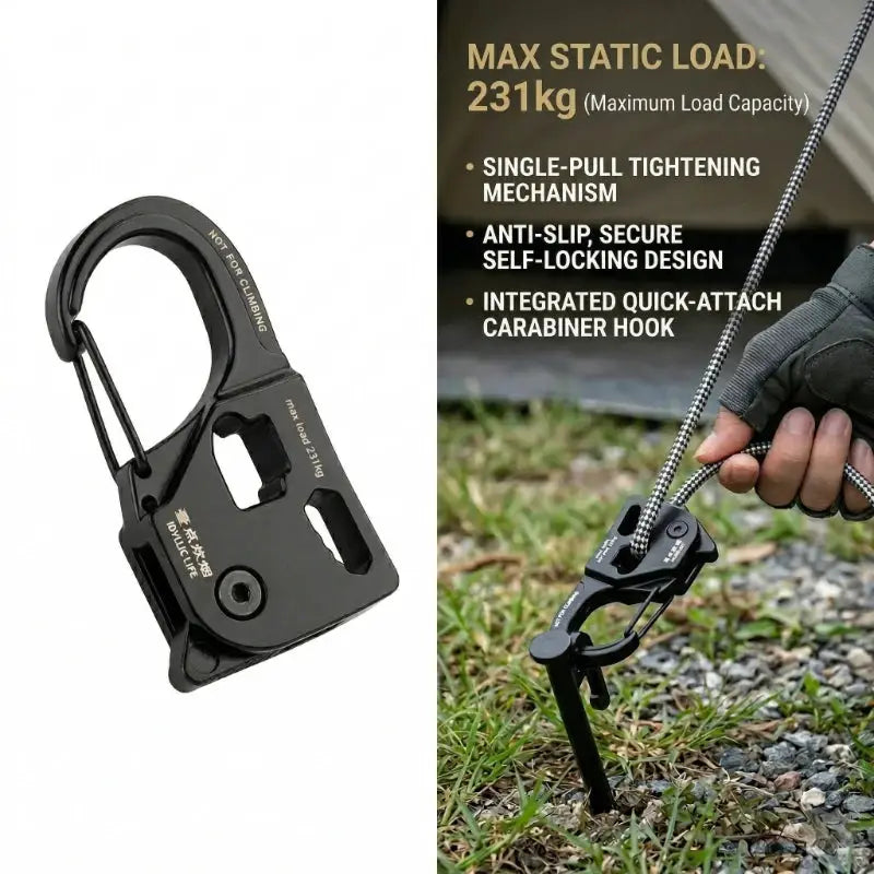 Simples Market aluminum tent rope tensioner with stainless self-locking adjuster; anti-slip tarp tightener (2-10mm)