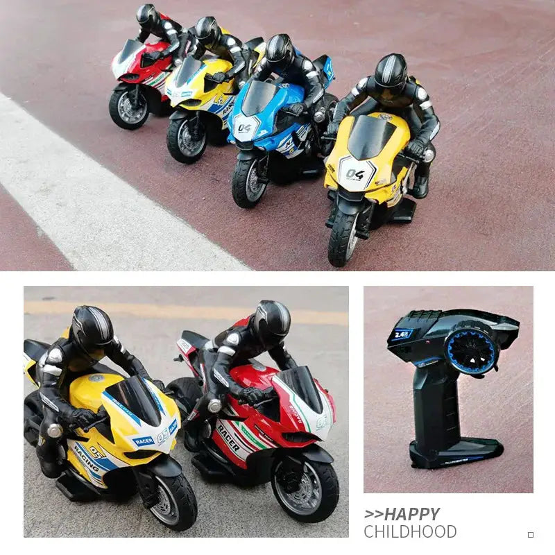 High Speed RC Motorcycle 1-6 and 1-10 Scale Electric Remote Control Bike 4CH Drift Car for Kids
