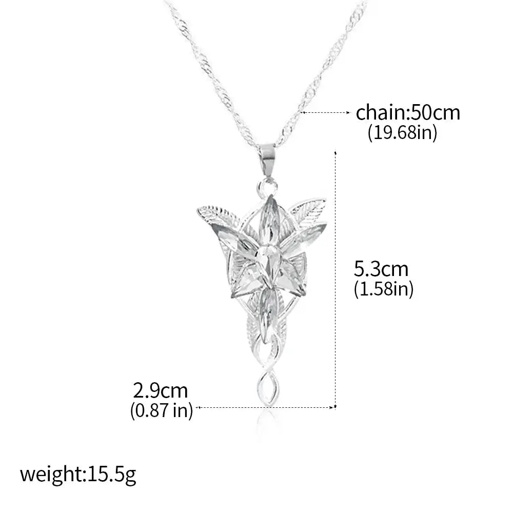 Arwen Evenstar necklace with clear crystal star pendant on silver chain, 50cm