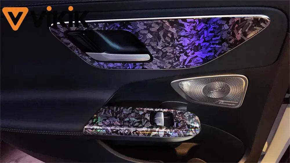 Car stickers PET forged carbon fiber color-change vinyl film, self-adhesive, purple iridescent finish; VIKIK