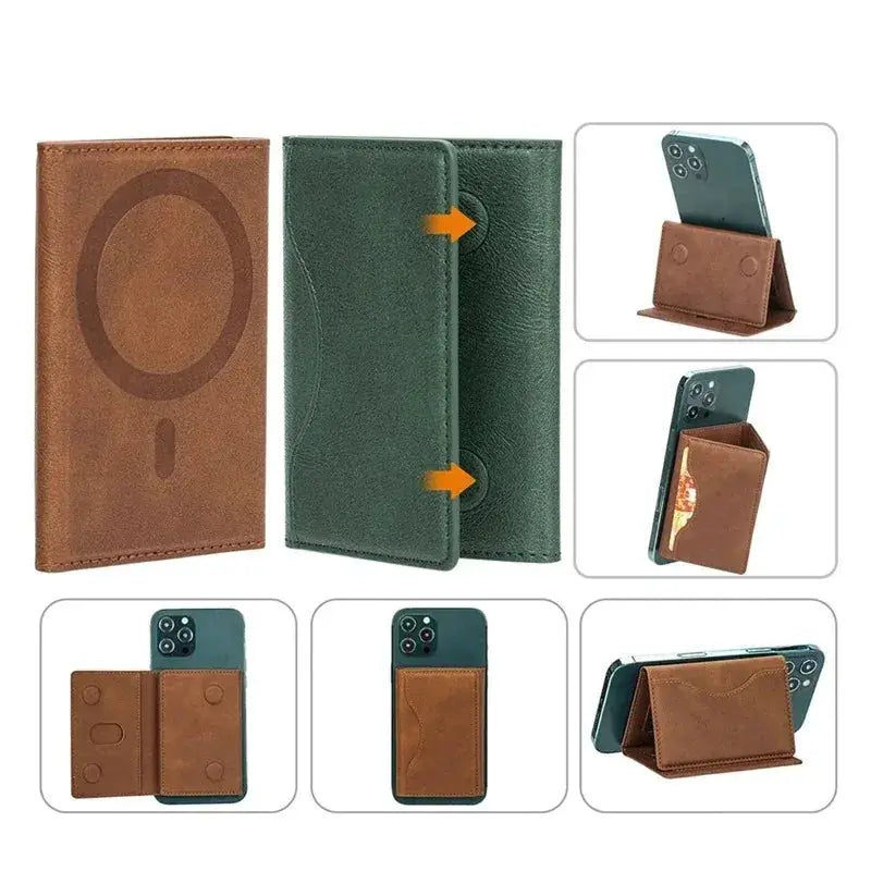 NovaGuard MagSafe Leather Wallet Case For iPhone 16 15 Pro Max 15 14 Pro Slim Card Holder With Magnetic Protection