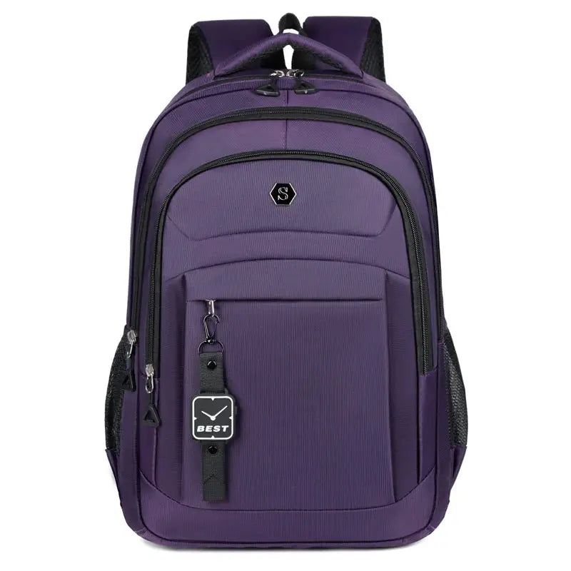 Travel backpack from Simples Market in purple with large capacity and laptop compartment for campus and commuting.