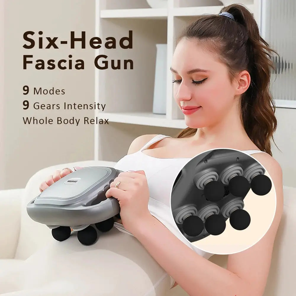 Simples Market Six-Head Fascia Gun, gray massage device with 6 heads for muscle relief