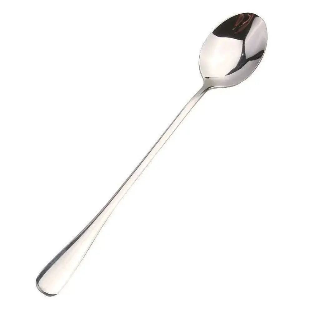 Six Piece Long Handled Stainless Steel Spoon Set Coffee Ice Thickened Design Pointed Stirring Spoons With Round Tips