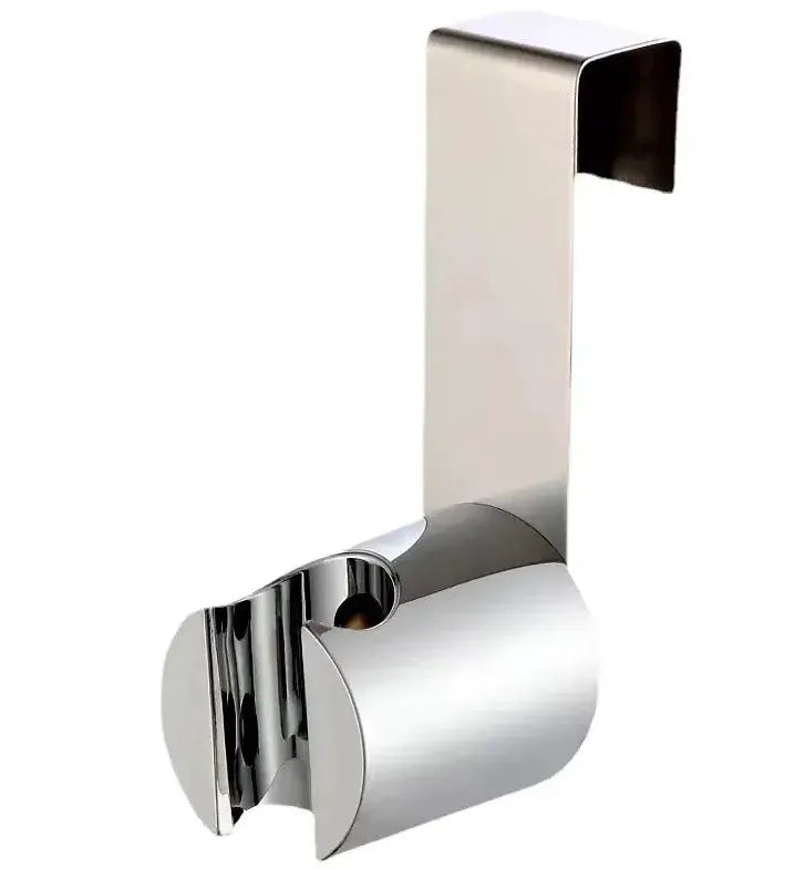 Stainless steel bidet sprayer holder hook, chrome finish, wall-mounted bathroom hanger by Simples Market