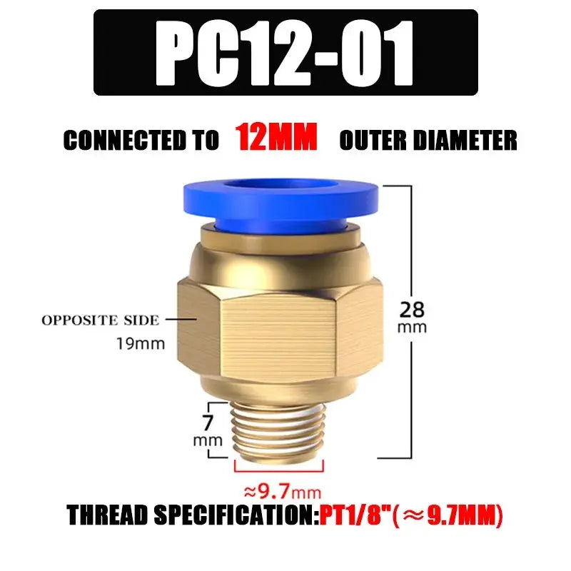 Pneumatic Fitting Air Connector Set PC4 PC6 PC8 PC10 PC12 Quick Connectors For 4 6 8 10 12 Mm Hose Fittings Inch Thread