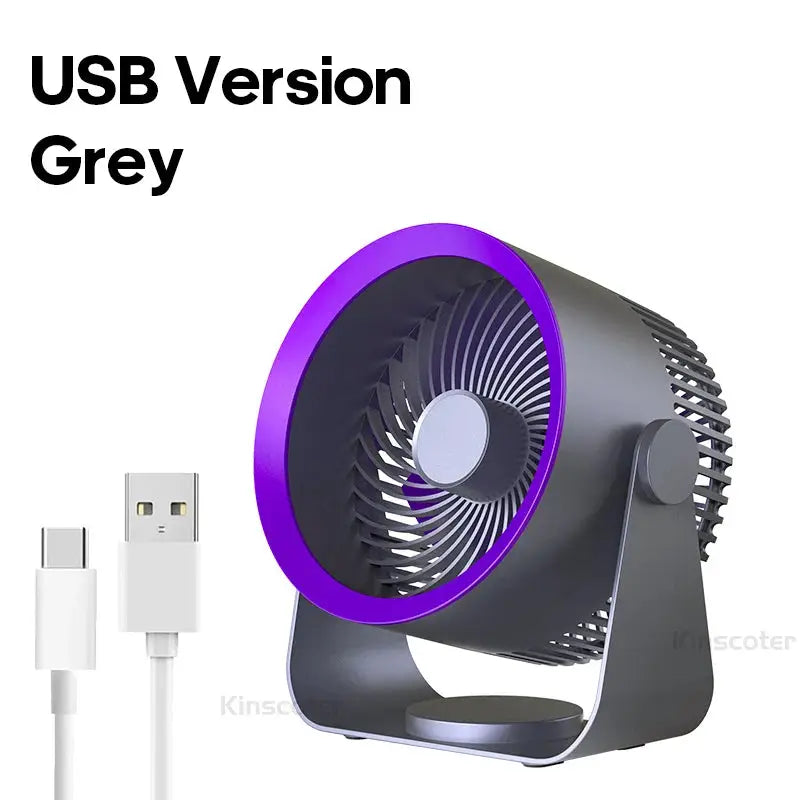 KINSCOTER USB Version Grey portable desk fan; quiet operation, USB cable included for home use by Simples Market