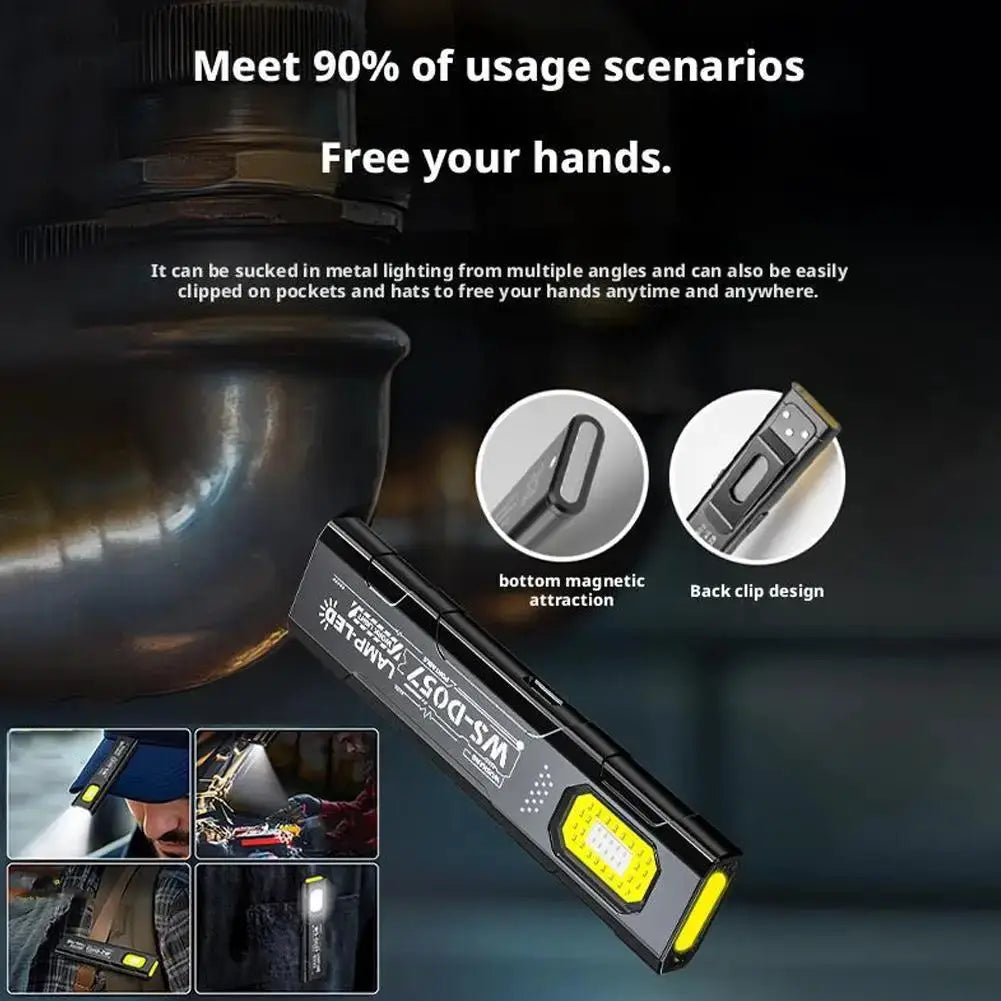 Simples Market black mini COB LED keychain flashlight; USB-C rechargeable waterproof pocket work light with hanging clip