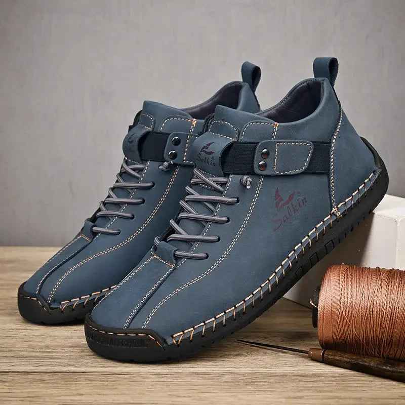 New 2025 Handmade Leather Casual Shoes For Men Breathable Sneakers Ankle Boots Outdoor
