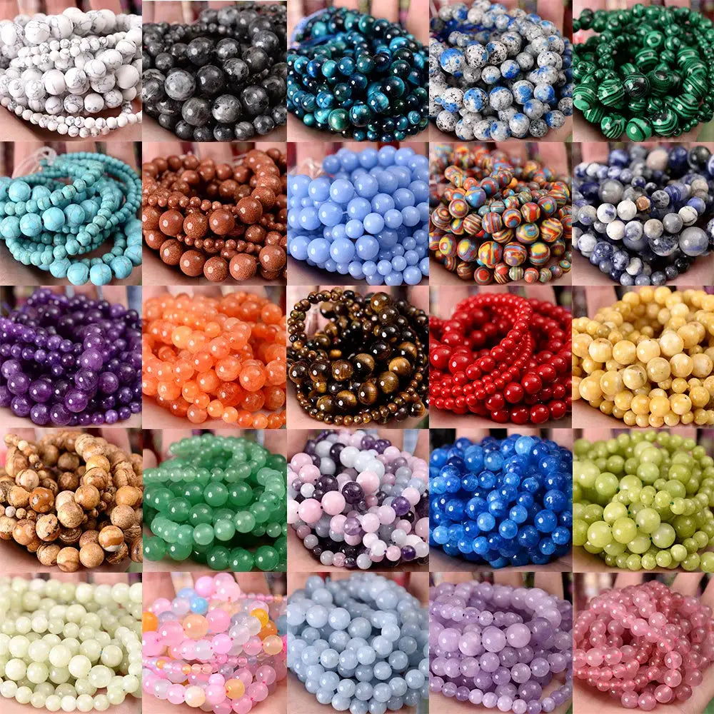 Natural Stone Beads Lava Jaspers Tiger Eye Quartz Agates Round Loose Beads 4 To 12mm For Jewelry Making DIY Bracelets