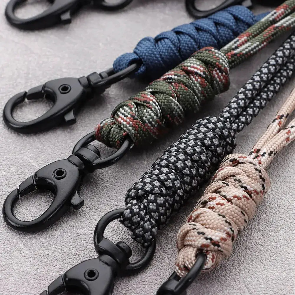 Paracord Keychain Lanyard With Rotatable Buckle High Strength Parachute Cord For Survival Backpack And Key Ring