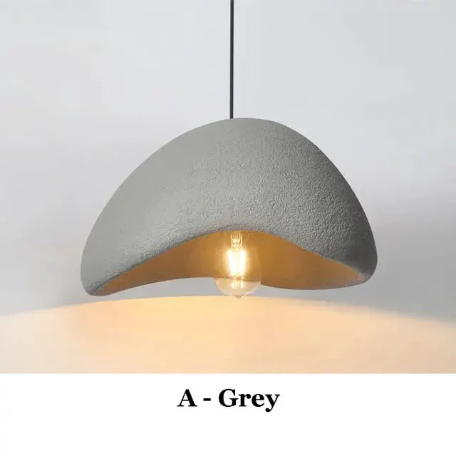 Nordic Wabi Sabi pendant light by Simples Market, grey dome ceiling lamp with LED bulb
