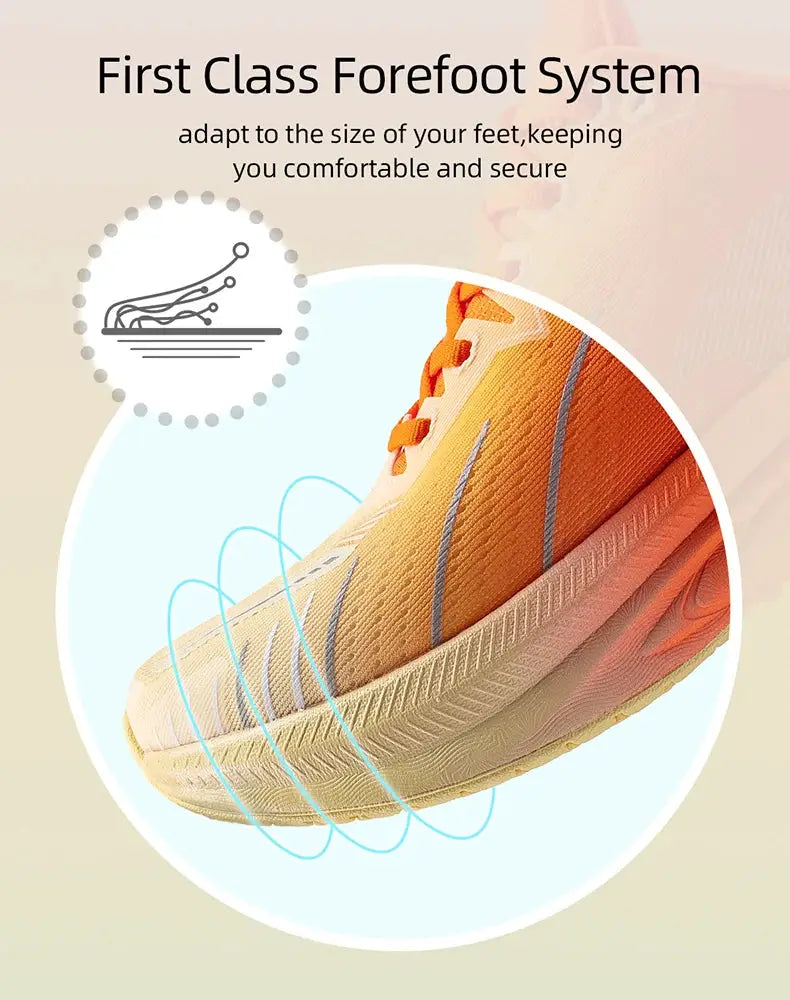 ONEMIX cushioning running shoe for men, orange lace-up sneaker with non-slip sole