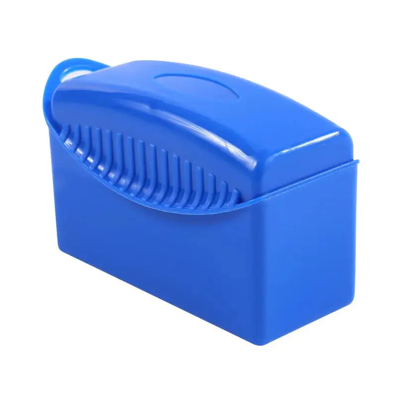 Blue ABS plastic car wheel polishing applicator case with curved lid for sponge pads
