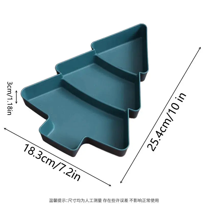 Christmas Tree Shaped Serving Dish Plastic Tableware For Candy Nuts
