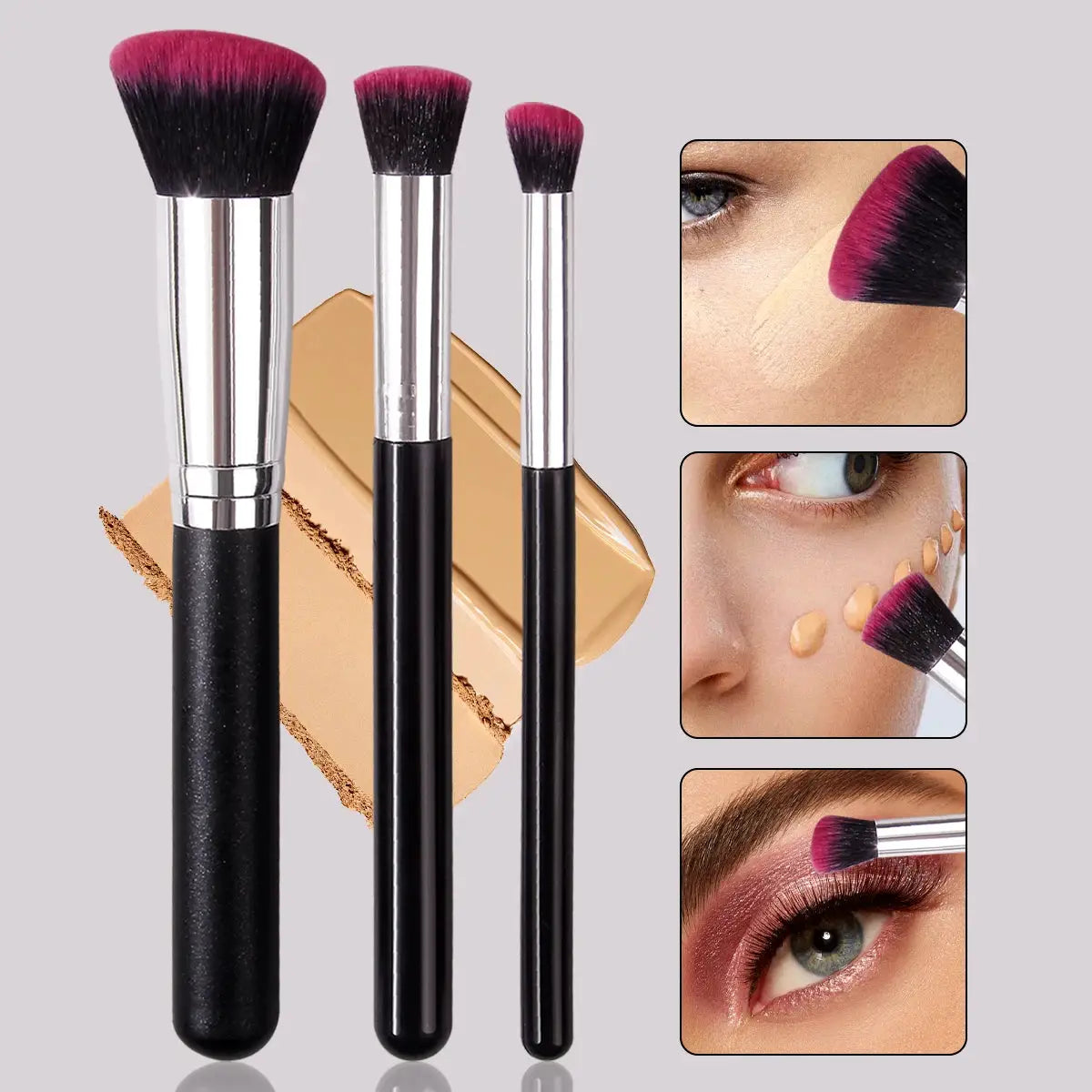 LuxeBlend Foundation And Concealer Brush Set Soft Wool For Flawless Dense Coverage And Precise Under Eye Blending