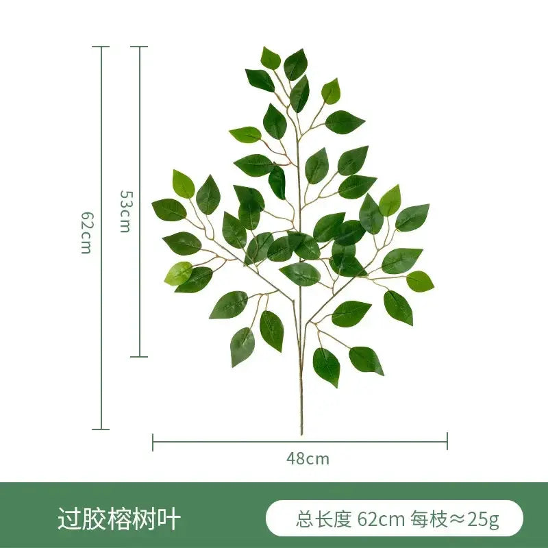Artificial eucalyptus plant with green leaves on brown stems, faux greenery for wedding or home decor, about 62 cm tall.