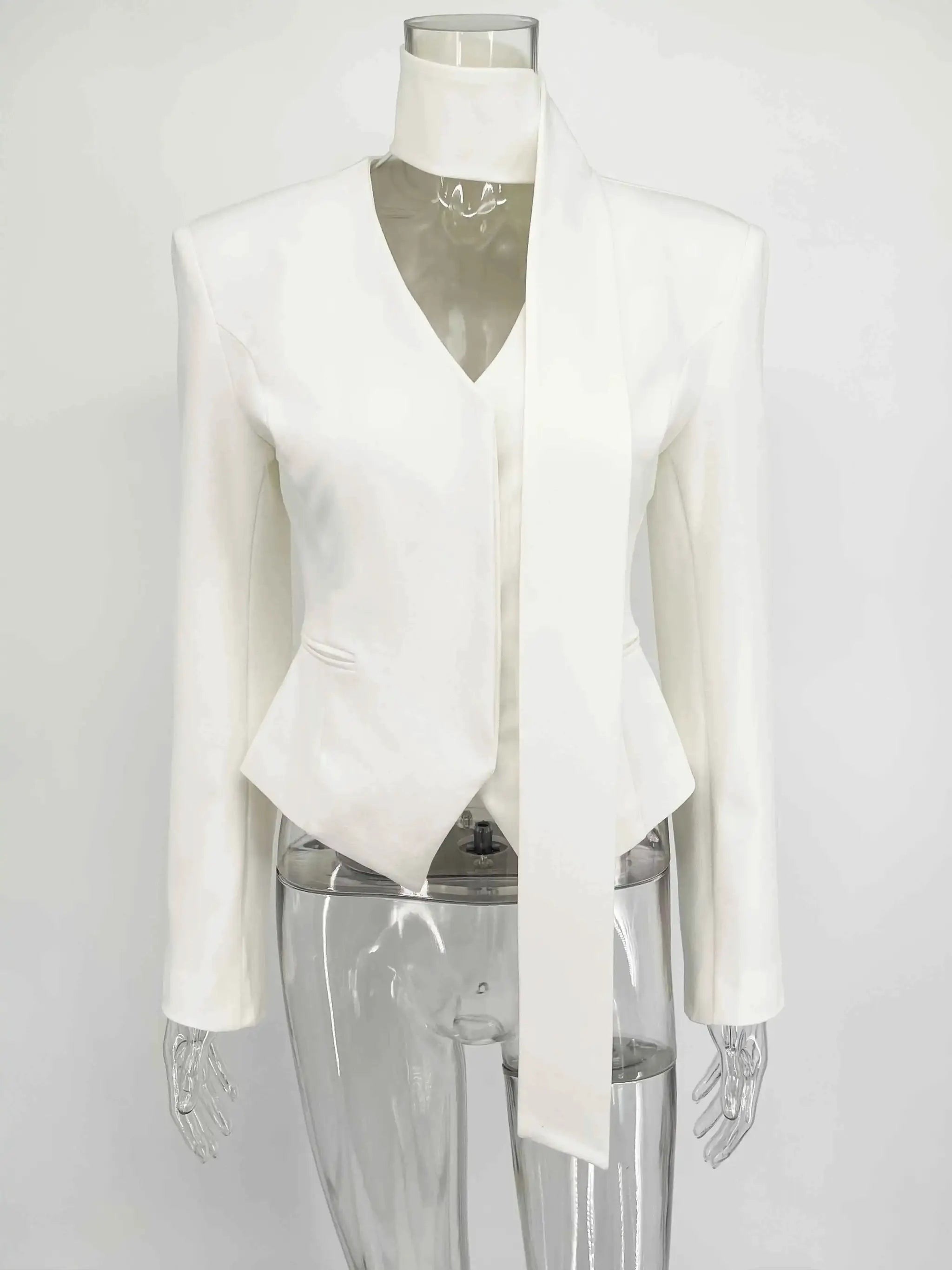 Tuularose 3 Piece Dress Set V Neck Striped Ribbon Blazer Slim Dress
