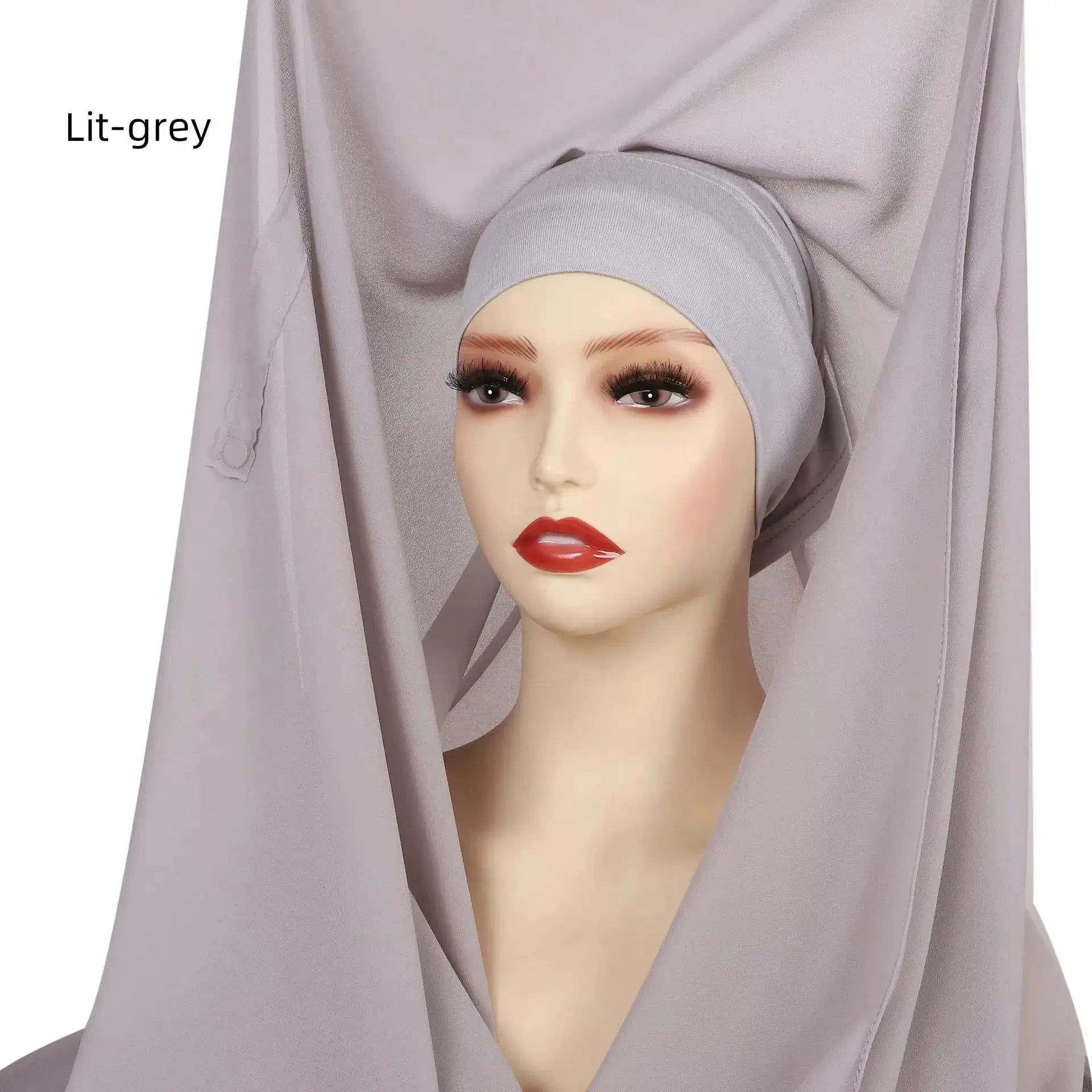 NovaVibe Instant Chiffon Hijab Magnetic Buckle Solid Color Muslim Scarf Effortless Wear