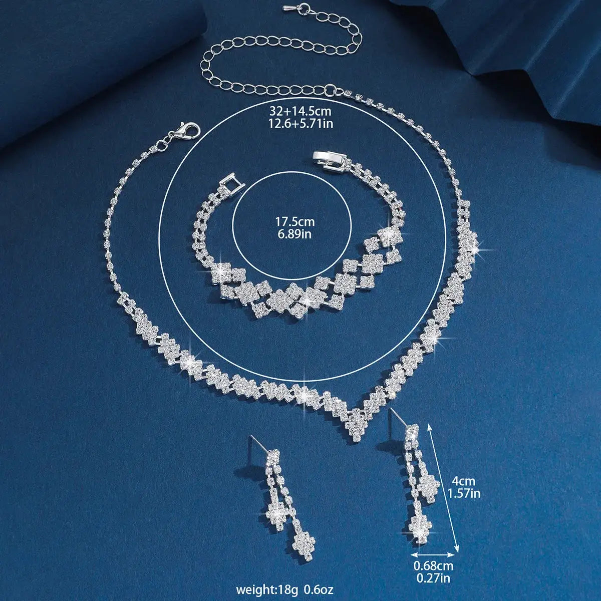 Silver Plated Rhinestone Folding Tassel Jewelry Set Necklace And Earrings For Wedding Gift