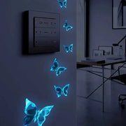 6 Piece Blue Luminous Small Butterfly Switch Stickers Glows In The Dark For Bedroom And Living Room Decor