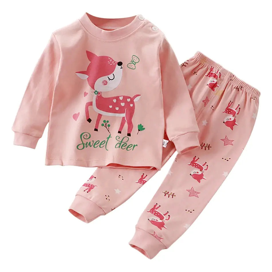 Cartoon Unicorn Kids Sleepwear Unisex Pajama Sets Durable Soft Warm Autumn Clothing Everyday Comfort