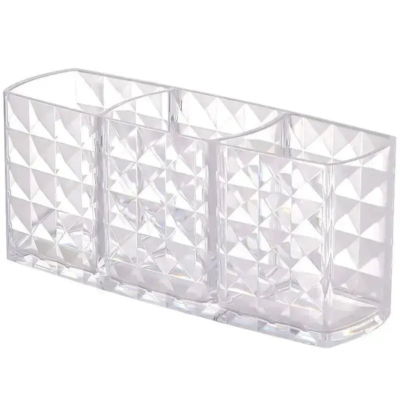 Diamond Patterned Mirror Cabinet Storage Box For Bathroom Vanity Cosmetic Organizer Lipstick Holder Transparent Design