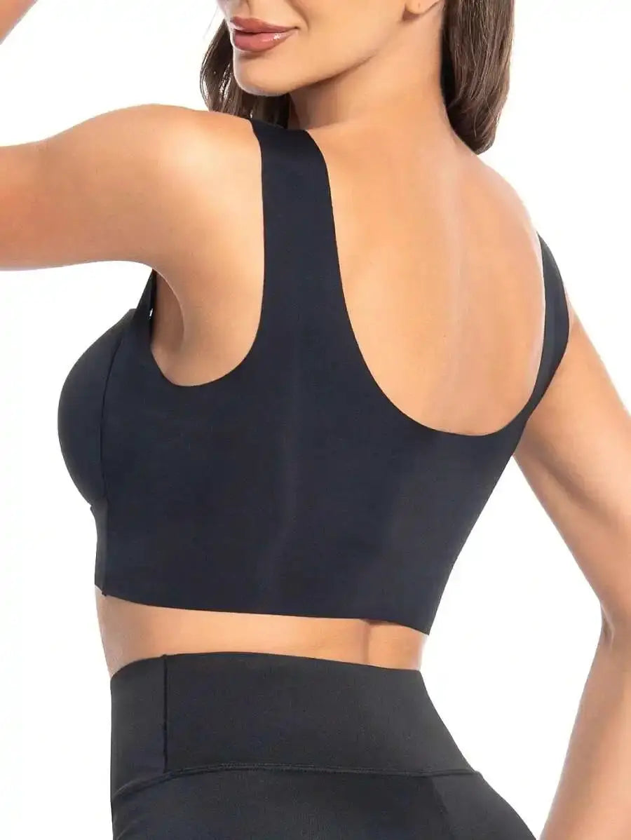 Simples Market women's black seamless sport bra bralette backless wireless top