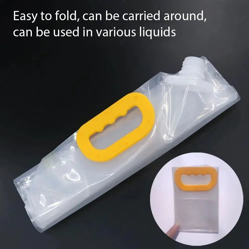 5L portable water bag folding bucket with yellow handle, transparent collapsible pouch for camping by Simples Market