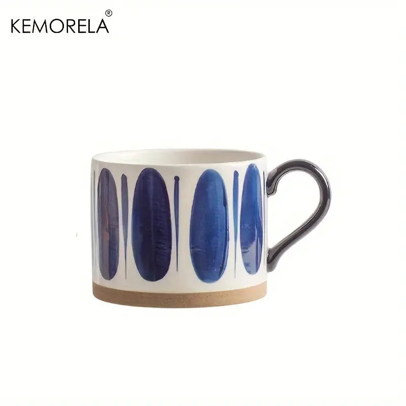 KEMORELA Nordic Ceramic Cup 450ml Large Capacity Coffee Milk Mug With Handle Retro Style Breakfast Oatmeal Gift Set