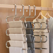 Simples Market 5-layer chrome-plated clothes hanger rack with non-slip hangers for pants and shirts