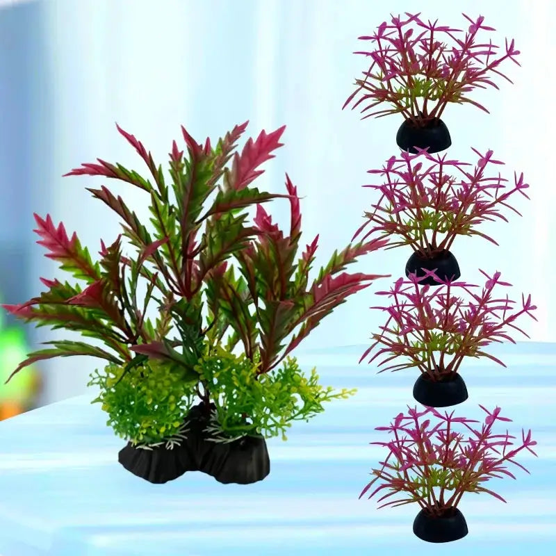 5 Piece Aquarium Plants Ornaments Set Artificial Water Grass Decoration For Fish Tanks