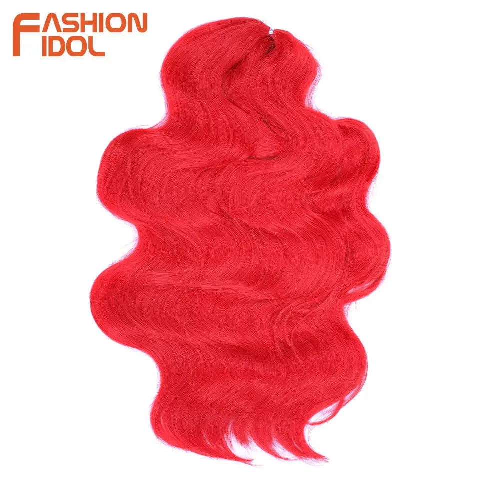 Fashion Idol 24-inch body-wave crochet hair 3pcs synthetic braiding extensions in red