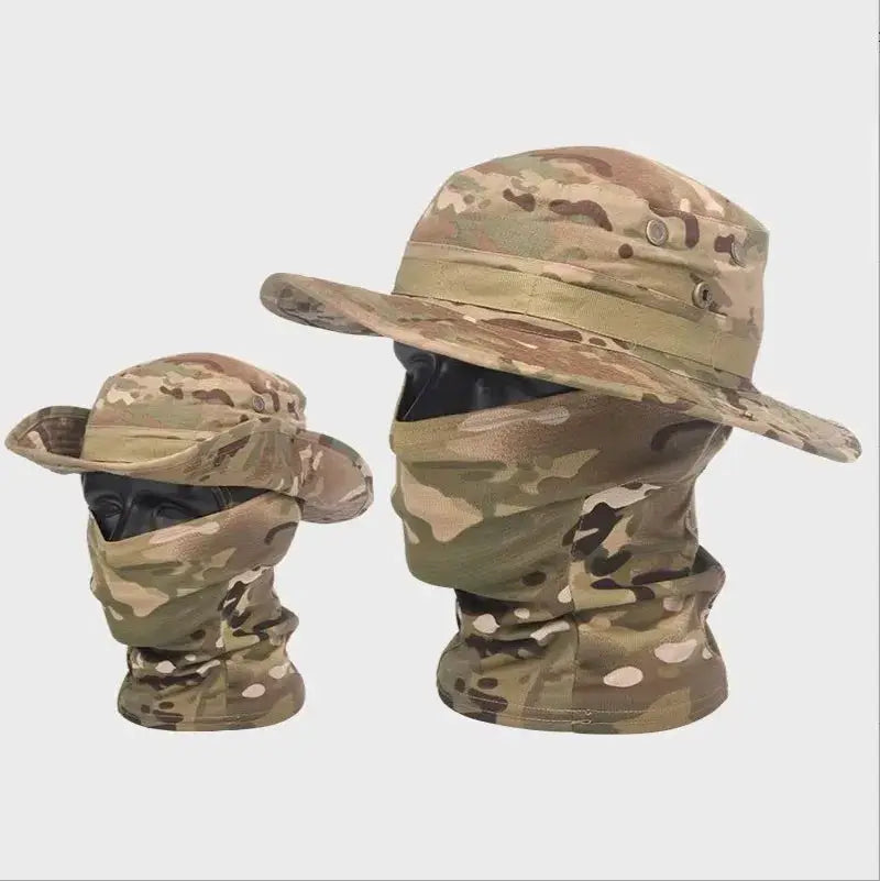 Camouflage Boonie Cap Balaclava Hat Set Foldable Soft Brim Sun Protection For Outdoor Hunting And Fishing