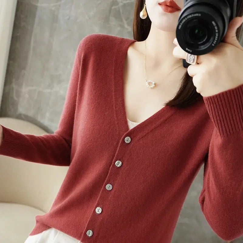 Zhi D035 V Neck Loose Knit Cardigan For Women Warmth And Daily Comfort For Autumn And Winter