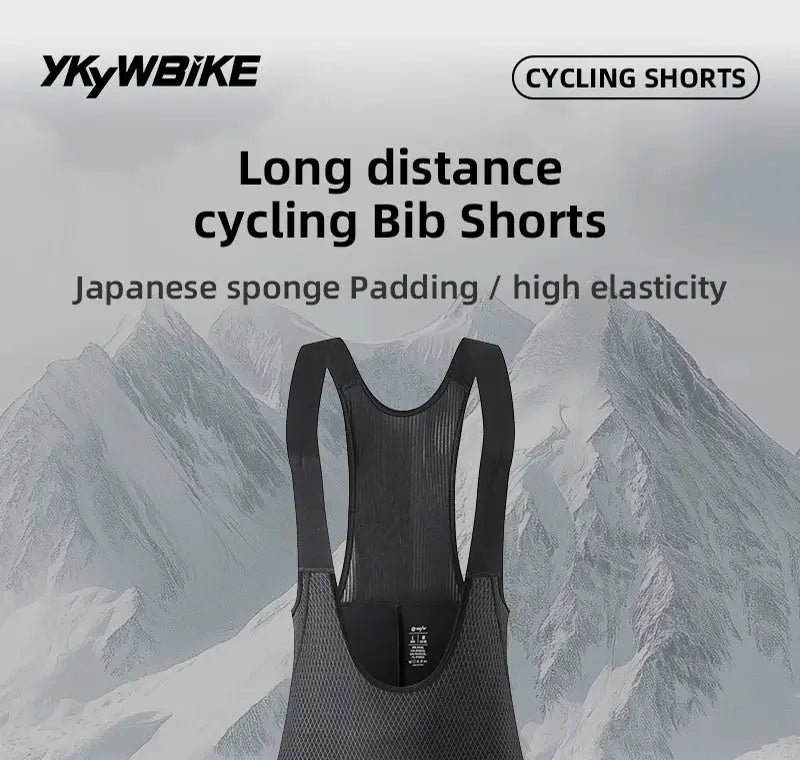 YKYWBIKE men's long-distance cycling bib shorts, black with suspenders by Simples Market