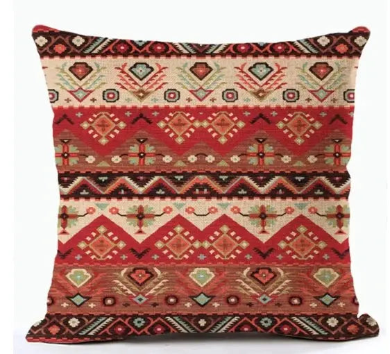 Bohemian linen cushion cover by Simples Market in multicolor geometric print for living room sofa