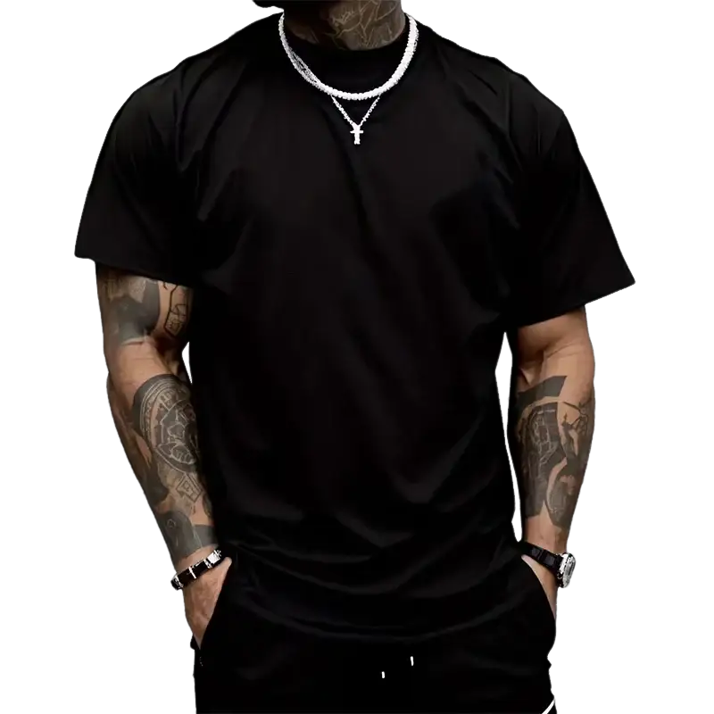 Men's T-shirt High Quality 100% Cotton Round Neck Short Sleeve Classic Black White Pure Color Tees Spring Summer Casual Cool Top