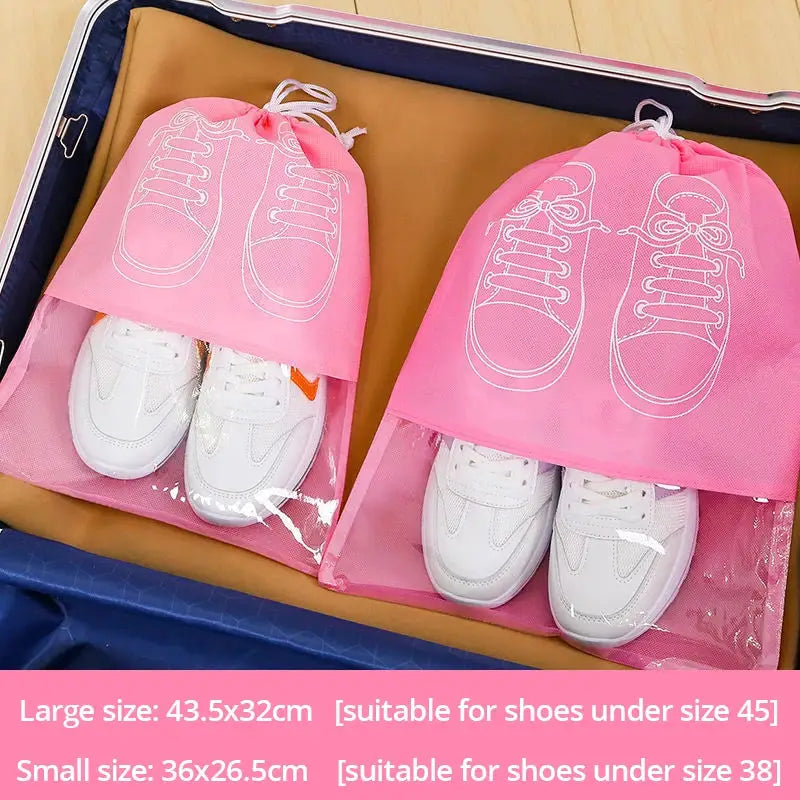 VoyagePro 5 Piece Shoe Storage Bags Set Thickened Nonwoven Fabric With Strap Mouth Waterproof Large Capacity