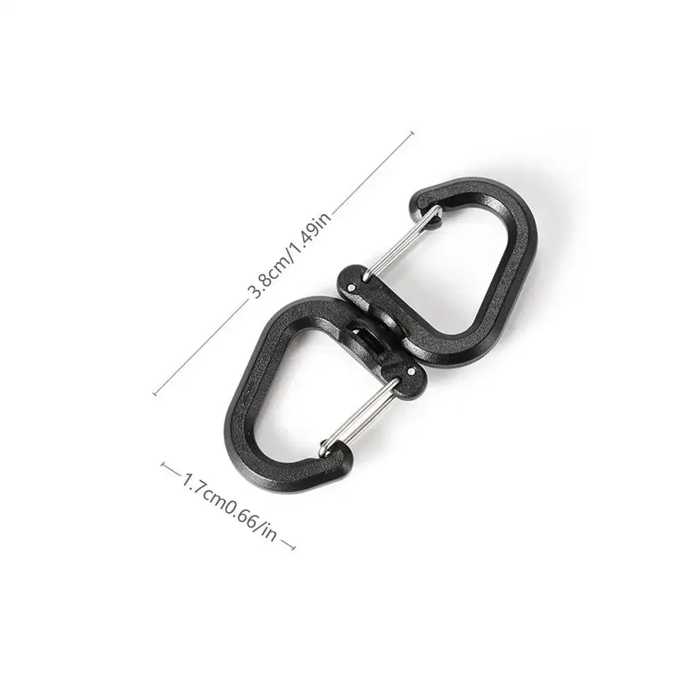 Double clip carabiners set of 2 by Simples Market, black metal outdoor hooks with 360 degree swivel